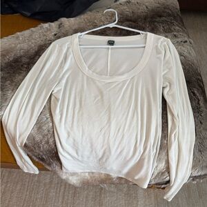 wild fable Cream Scoop Neck Long Sleeve Top
